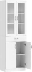 HOMCOM Dulap de Bucătărie Înalt 180 cm cu Uși din Sticlă Soft-Close, Sertar și 2 Dulapuri, Polițe Reglabile, Alb | Aosom Romania (83A-445V90WT) Bufet
