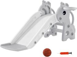 AIYAPLAY Tobogan 3-in-1 pentru Copii, Formă de Girafă, Coș de Baschet, Minge, Gri | Aosom Romania (331-085V00GY)