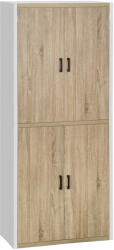 HOMCOM Dulap pentru Bucătărie cu 4 Rafturi Reglabile, 4 Uși și Dispozitiv Anti-Răsturnare, 80x40x182 cm, Lemn Natural | Aosom Romania (835-631) Bufet