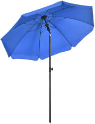 Outsunny Umbrelă de Soare pentru Plajă cu Tetieră care se Înclină la 45° și Design în 2 Secțiuni, Ø180x209 cm, Albastru | Aosom Romania (84D-221V00BU)