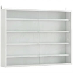 HOMCOM Vitrină de perete din lemn cu polițe reglabile și 2 uși glisante din sticlă 80x9, 5x60 cm alb | Aosom Romania (833-761V81WT) Vitrina