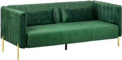 HOMCOM Canapea 3 Locuri Economie de Spatiu cu Perne Capitonate, Canapea Moderna cu Picioare din Otel si Tesatura din Catifea, 195x88x76 cm, Verde (839-491V01GN) Canapea