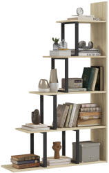 HOMCOM Bibliotecă raft separator de încăperi de stil industrial în formă de scară cu 5 rafturi 102 x 30 x 160 cm culoare stejar | Aosom Romania (836-146V00AK) Biblioteca