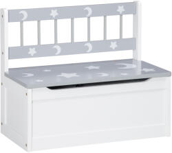 ZONEKIZ Cufar jucarii moderna 2 in 1, scaun pentru copii lada depozitare jucarii, MDF si lemn de pin, 60x30x50 cm, alb si gri | Aosom Romania (312-095V00GY)