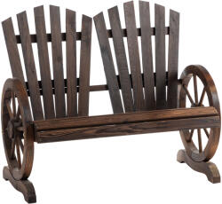 Outsunny Bancă de Grădină Rustică din Lemn, Design cu Roți de Căruță, 108x66x95 cm | Aosom Romania (84B-406)