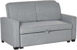 HOMCOM Canapea extensibila 2 locuri, cu spatar reglabil pe 3 niveluri, pentru Sufregerie, din material textil, 154x87x89cm, gri | Aosom Romania (839-157) Canapea