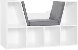 HOMCOM Bibliotecă 2 în 1 cu Perne Confortabile și 6 Compartimente, Mobilier Multifuncțional pentru Cărți și Jocuri, Raft cu 6 Cuburi pentru Sufragerie, Dormitor și Birou, 102x30x61 cm, Alb | Aosom Romania (8 Biblioteca