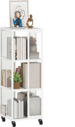 HOMCOM Bibliotecă Modernă cu 3 Rafturi și Roți, 35x35x99 cm, Alb | Aosom Romania (836-604V00WT) Biblioteca