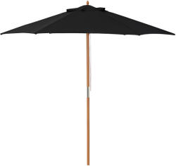 Outsunny Umbrelă de soare Ø 250 cm, umbrelă de balcon cu mecanism de tragere cu sfoară, umbrelă de plajă din bambus rezistent la vânt, umbrelă de piață pentru balcon terasă grădină, Negru | Aosom Romania (84D-