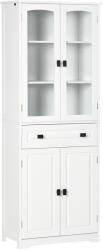 HOMCOM Bufet de Bucătărie cu 2 Dulapuri și Sertar, Mobilier de Bucătărie cu Uși și Rafturi Reglabile, 60x30x160 cm, Alb | Aosom Romania (835-926V80WT) Bufet