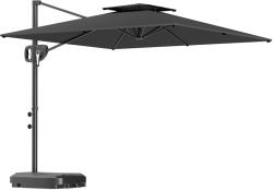 Outsunny Umbrelă de Soare Suspendată cu Parte Superioară Dublă, Mâner cu Manivelă și Înclinare, 247x247x268 cm, Gri | Aosom Romania (84D-341V00CG)