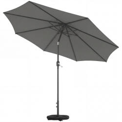 Outsunny Umbrelă 3x3 m cu Bază, Sac de Nisip, Manivelă, Gri Închis | Aosom Romania (84D-440V00CG)