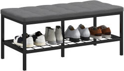 HomCom Banc de pantofi cu pernă rembursată și raft de depozitare, banc de intrare pentru hol, cameră, 90x41x40 cm, gri | Aosom Romania (837-521V00GY) Pantofar