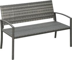Outsunny Banca de grădină, în stil poliratan, cu cadru din oțel, pentru 2 persoane, gri, 122 x 60 x 85cm | Aosom Romania (867-022GY)