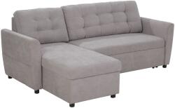 HOMCOM Canapea Extensibila pe Colt cu 3 Locuri si Compartiment de Depozitare, Tapiterie Efect In, Spatar cu perne 217x134x85cm, Gri HOMCOM | Aosom Romania (839-194) Canapea