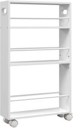 HomCom Cărucior de Bucătărie cu 3 Nivele, Bare Laterale, 4 Roți și 2 Frâne, 45x15x80 cm, Alb | Aosom Romania (850-298V00WT)