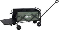 Outsunny Cărucior Pliabil de Grădină de 72l cu Deschidere Posterioară, Roți, Buzunare și Mâner, 114x46x65-92 cm, Verde | Aosom Romania (84H-344V00GN)