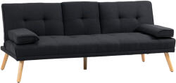 HOMCOM Canapea Extensibilă cu 3 Locuri, 2 Brațe Detașabile și Suport pentru Pahare, 181x77x78 cm, Gri antracit | Aosom Romania (833-663GY) Canapea