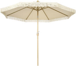 Outsunny Umbrelă de Grădină Înclinabilă pe 3 Niveluri cu Franjuri, Manivelă și Tijă cu 2 Secțiuni, Ø265x244 cm, Crem | Aosom Romania (84D-236V00CW)