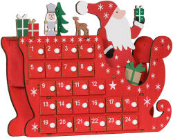 HOMCOM Calendar de Advent de umplut din lemn, decorațiune de Crăciun cu 24 sertare, Moș Crăciun și sanie, 22, 5x8x36cm, roșu | Aosom Romania (830-872V80RD)