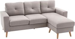 HOMCOM Canapea colțar în material textil de lin, 193 cm formă L, design scandinav pentru living, apartament, spațiu mic, gri deschis | Aosom Romania (833-850V01LG) Canapea