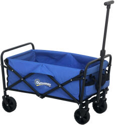 Outsunny Trolley de 62L pentru Festivaluri pe Roți, Cărucior de Grădină Pliabil, Wagon Compact cu Capacitate 120kg, Mâner Reglabil și Geantă pentru Plajă, Camping, Festivaluri, Albastru | Aosom Romania (84H-36