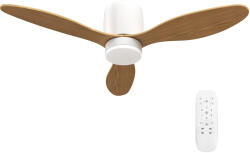 HomCom Ventilator de tavan cu lumină reglabilă și telecomandă 115 cm, 3 culori, 3 pale, 6 viteze, timer, natural | Aosom Romania (B31-517V00ND)