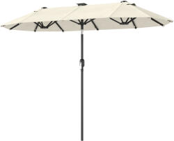 Outsunny Umbrelă dublă, umbrelă terasă, înclinabilă, cu panou solar, 35 LED-uri, cadru din oțel, bej, 2, 92 x 1, 50 x 2, 18 m | Aosom Romania (84D-222V00BG)