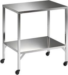 Outsunny Cărucior pentru grătar Masă de pregătire exterior cu blat de lucru și roți Oțel inoxidabil 85x60x92cm Argintiu | Aosom Romania (846-276V00SR)