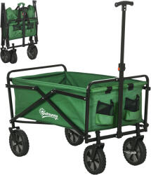 Outsunny Carucior cu rotile pliabil carucior de transport cu rotile incarcare 40 kg maner ajustabil 83 x 50 x 99 cm verde inchis | Aosom Romania (845-342)