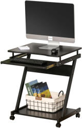 HomCom Birou cu suport pentru PC si tastatura, cu 4 roti, negru 60x48x73cm HOMCOM | Aosom RO (836-293BK)