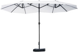 Outsunny Umbrelă Dublă cu 12 Spițe, Bază în Cruce și Manivelă, din Oțel și Poliester, 455x265x238 cm, Bej | Aosom Romania (84D-031V03BG)