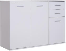 HOMCOM Dulapior Multifuncțional cu 3 Uși și 2 Sertare, Design Modern, Lemn Granulat, Alb, 106x35x76cm | Aosom Romania (837-003) Bufet