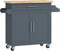 HOMCOM Cărucior Multifuncțional de Bucătărie cu Sertar, Roți, Suport pentru Condimente și Dulăpior, 109x40x89 cm, Gri | Aosom Romania (801-178V00GY)