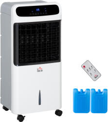 HomCom Aer condiționat cu răcire cu apă Telecomandă 3 moduri, 3 viteze, timer 12 h, afișaj LED, 38x35x81 cm Alb | Aosom Romania (824-041V90)