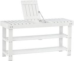 HomCom Banc pentru pantofi din lemn cu 3 niveluri cu rafturi de depozitare și compartiment ascuns, 90 x 29 x 45 cm, alb | Aosom Romania (837-054WT) Pantofar