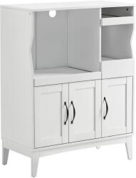 HOMCOM Bufet de Bucătărie cu 2 Dulapuri, Sertar și Rafturi Extensibile pentru Cuptor cu Microunde, 84x39x109 cm, Alb | Aosom Romania (835-598) Bufet