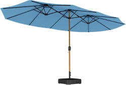 Outsunny Umbrelă de grădină dublă 5 x 3 m umbrelă de exterior cu bază inclusă, manivelă, protecție UV, albastru | Aosom Romania (84D-506V02BU)