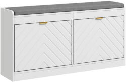HomCom Banc pentru pantofi, banc de depozitare, șezut căptușit, sertar rabatabil, ușă cu model 106 x 24 x 52, 5 cm, alb | Aosom Romania (837-448V80WT) Pantofar