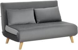 HOMCOM Canapea cu funcție de dormit Canapea de relaxare Sofa Canapea, inclusiv 2 perne, aspect de catifea, 130 x 78 x 79 cm, Gri | Aosom Romania (839-874V00GY) Canapea