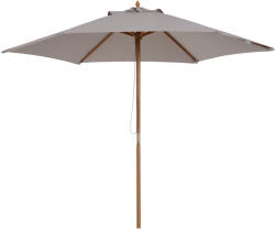 Outsunny Umbrelă de Grădină 2.5x2.3m Parasolar cu 6 Nervuri din Lemn și Poliester Crem | Aosom Romania (84D-056GY)