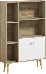 HOMCOM Bibliotecă scandinavă mobilier de depozitare dim. 80L x 23, 5l x 123H cm 5 nișe ușă placard 2 picioare subțiri inclinate | Aosom Romania (836-114V00AK) Biblioteca