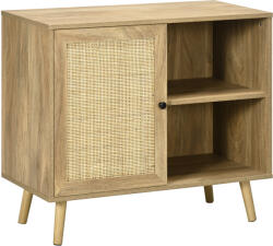 HOMCOM Bufet Mobilier Auxiliar de Bucătărie cu Ușă din Ratan și 2 Rafturi de Depozitare pentru Living 80x39x70 cm Natural | Aosom Romania (835-763V01ND) Bufet