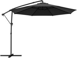 Outsunny Umbrelă de Grădină Suspendată 3 m cu Husă, Umbrelă Rotundă Inclinabilă cu Rotație 360°, Manivelă, Banana, Negru | Aosom Romania (84D-508V01BK)