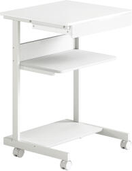 HomCom Birou de computer pe roți, birou cu depozitare 56 x 51 cm cu sertar, compartiment și suport CPU, alb | Aosom Romania (920-105V00WT)