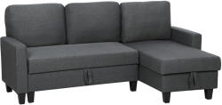 HOMCOM Canapea Extensibilă cu 3 Locuri cu Șezlong și Spațiu de Depozitare, 197x129x85 cm, Gri Închis | Aosom Romania (83B-560V00CG) Canapea