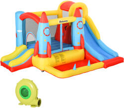 Outsunny Castel Gonflabil cu 2 Tobogane Trambulina și Piscina pentru Copii +3 Ani cu Inflator și Geantă de Transport pentru Interior Exterior 330x265x185 cm Multicolor | Aosom Romania (342-025V90) Castel gonflabil
