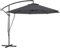 Outsunny Umbrelă de Soare cu Corzi Anti-Vânt, Orificii de Aerisire, Bază în Cruce și Manivelă, Φ290x243 cm, Gri | Aosom Romania (84D-394V00CG)