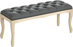 HOMCOM Bancă capitonată stil clasic 110 cm, capăt de pat tapitat cu in, picioare din lemn de hevea sculptat, Lin Gri | Aosom Romania (837-178CG)
