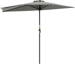Outsunny Umbrela Semicirculara de Perete pentru Gradina cu Deschidere cu Manivela din Poliester, Gri 269x138x236cm | Aosom Romania (84D-007V00LG)